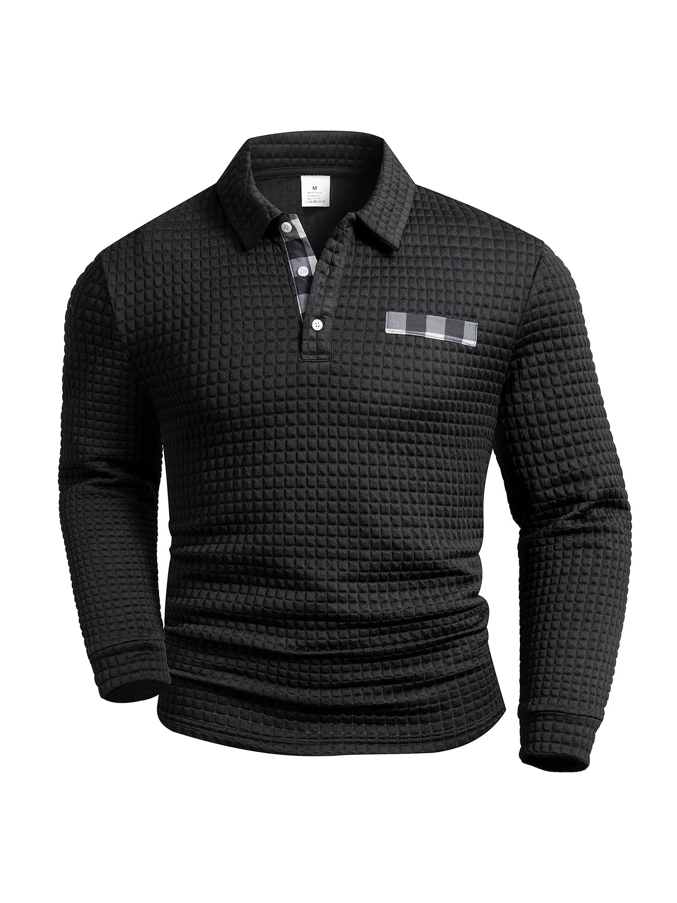 Digital Printed Fabric with Irregular Plaid Pattern, Non-Positioned Plaid Pattern, Thick Long-Sleeve Turn-Down Collar Top, Square Plaid Texture Fabric, Fashionable Casual Everyday Wear ShedPoundsPortal