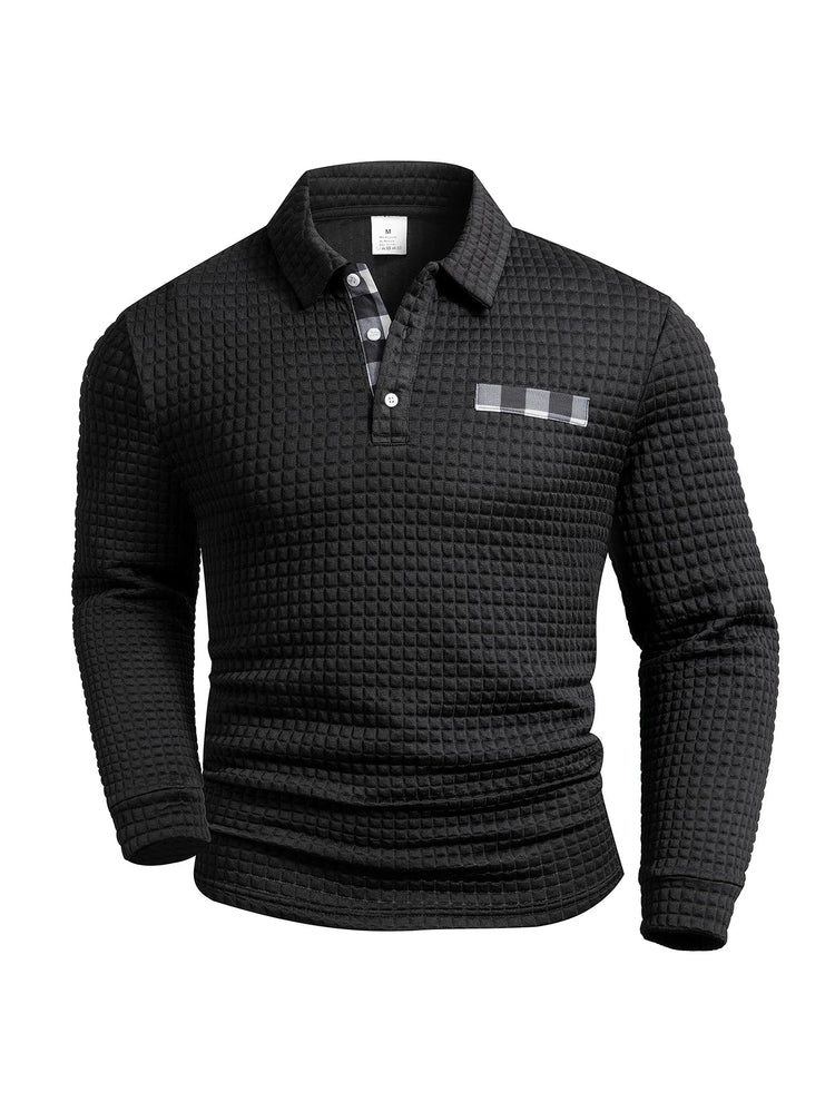 Digital Printed Fabric with Irregular Plaid Pattern, Non-Positioned Plaid Pattern, Thick Long-Sleeve Turn-Down Collar Top, Square Plaid Texture Fabric, Fashionable Casual Everyday Wear ShedPoundsPortal