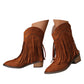 Wide Calf Womens Boots Lacy European And Foreign Trade Large Size Retro Suede Short Boots New Pointed Thick Heel Mud Women
