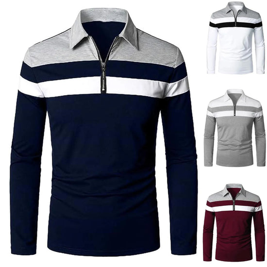 Color Block Shirt For Men Spring And Autumn Fashion Striped Color Ma