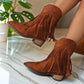 Wide Calf Womens Boots Lacy European And Foreign Trade Large Size Retro Suede Short Boots New Pointed Thick Heel Mud Women
