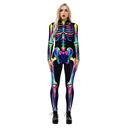 Popular Halloween Jumpsuit Sexy Print Cos Futuristic Clothing Tight Jumpsuit Wholesale Women Clothes Rompers Womens Combinaison ShedPoundsPortal