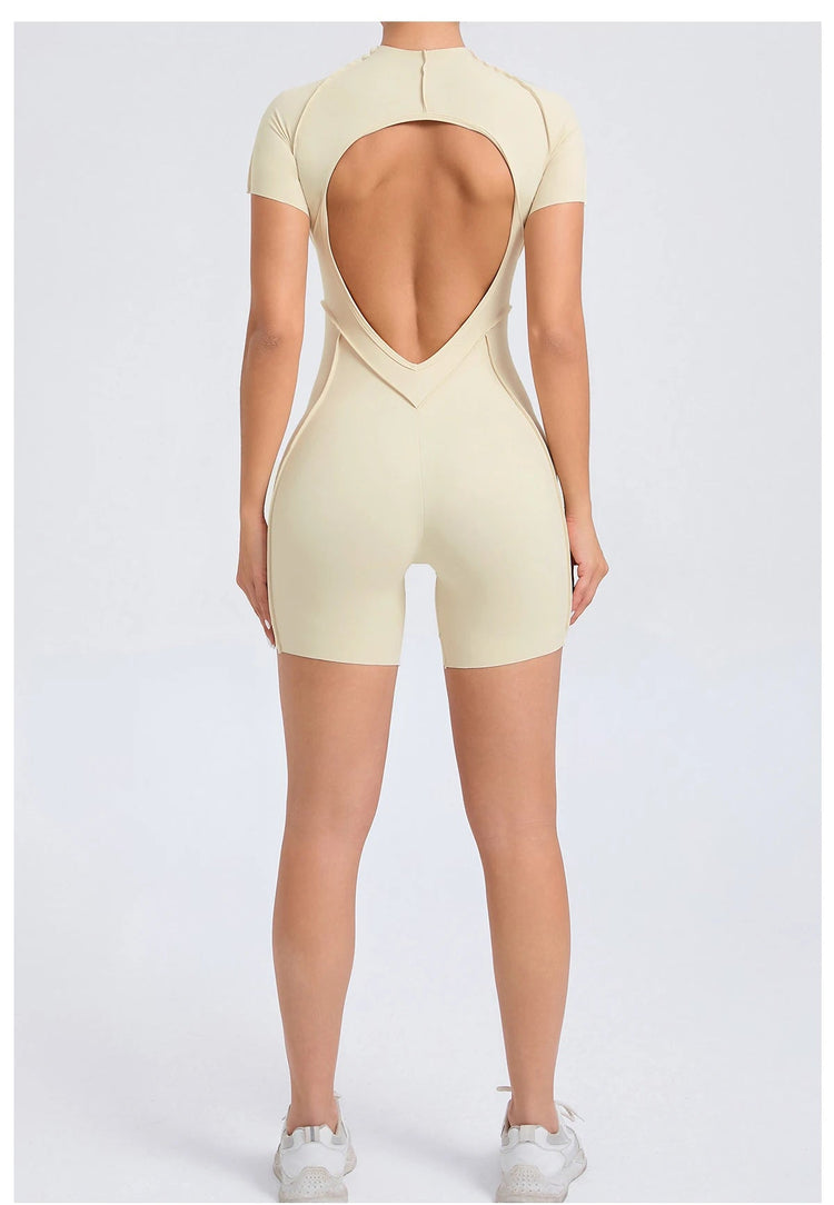 Short Jumpsuit Gym Clothes For Women Sportswear Fitness Overalls Backless Scrunch Booty Yoga Suit Sports Set Outfit ShedPoundsPortal