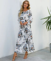 Women Eid Muslim Dresses Tight Waist O Neck Ruffles Spliced Casual Vestidos Flowers Dress Dubai Kaftan Islam Morocco Arab ShedPoundsPortal