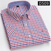 Cotton Fabric Breathable Men Oxford Short Sleeve Summer Plaid Striped Male Shirt Business Regular Fit Oversized Clothes ShedPoundsPortal