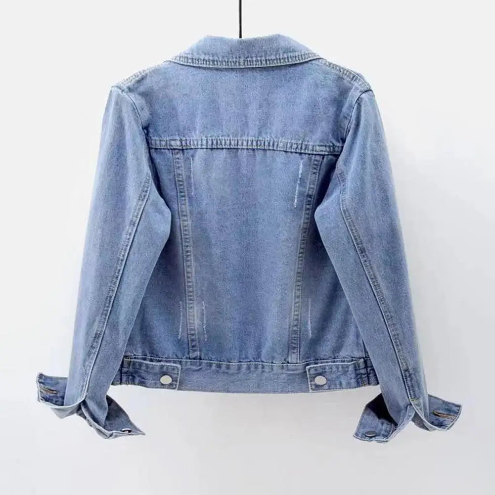 Women Jacket Turn-down Collar Classic Denim Jacket Single-breasted Buttons Chest Pockets Slim Fit Denim Hip Hop Streetwear Coats ShedPoundsPortal