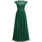 Elegant V-Neck Lace Evening Chiffon Dress for Women