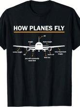 100% Made in USA, 180g Cotton "How Planes Fly" Diagram T-Shirt for Men - Funny Aerospace Engineering Aviation Tee ShedPoundsPortal