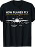 100% Made in USA, 180g Cotton "How Planes Fly" Diagram T-Shirt for Men - Funny Aerospace Engineering Aviation Tee ShedPoundsPortal