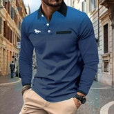 Spring Autumn Men Long Sleeve Sport Lapel Polo Shirt Men Clothes Business Casual Fake Pocket Stitching Golf Polo Shirt Tops ShedPoundsPortal