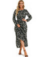 Women Eid Muslim Dresses Tight Waist O Neck Ruffles Spliced Casual Vestidos Flowers Dress Dubai Kaftan Islam Morocco Arab ShedPoundsPortal