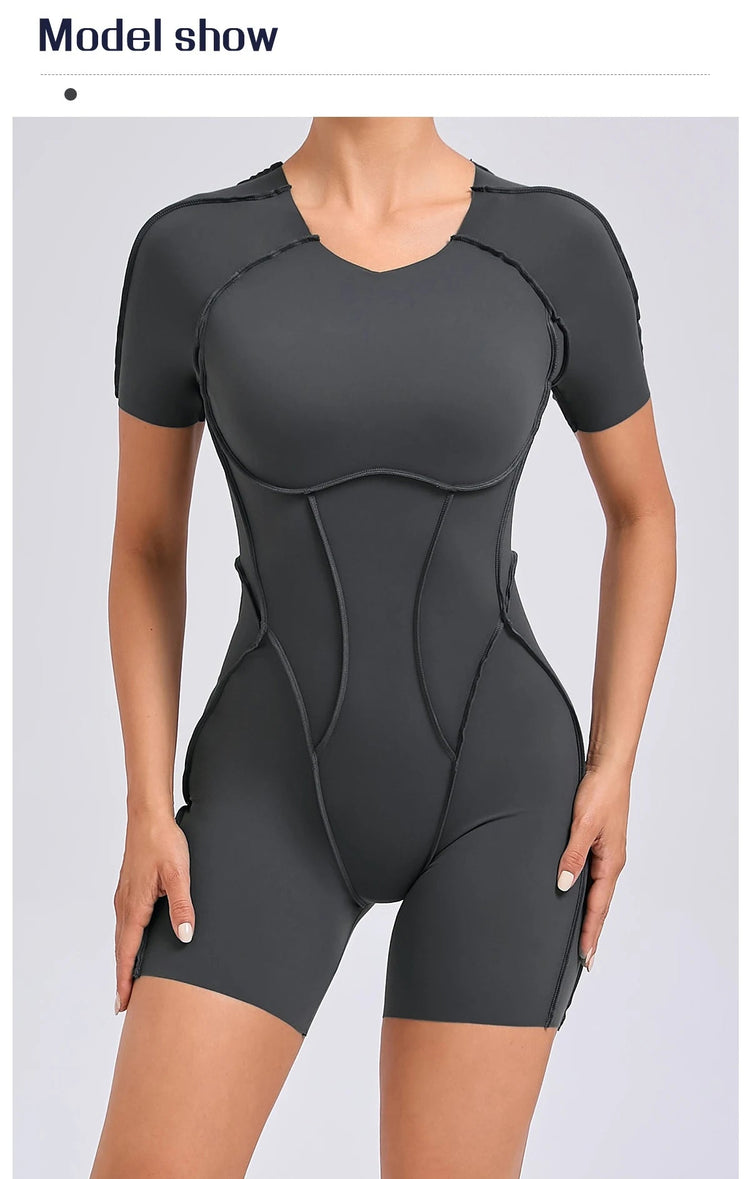 Short Jumpsuit Gym Clothes For Women Sportswear Fitness Overalls Backless Scrunch Booty Yoga Suit Sports Set Outfit ShedPoundsPortal