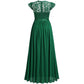 Elegant V-Neck Lace Evening Chiffon Dress for Women