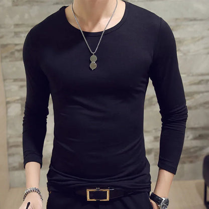 1pcs Spring Autumn Men Long Sleeve T Shirt Mens Thin Solid Casual T-shirts Classic Clothes Men&