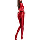 Sexy Women Zipper Full Body Jumpsuit Oil Glossy Sheer Solid Color Tights Bodysuits Long Sleeve Catsuits Smooth Swimsuits Rompers ShedPoundsPortal