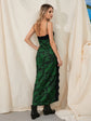 Women s Boho Floral Print Maxi Dress Sleeveless V-Neck Open Back Side Slit Beach Dress Summer Vacation Dress