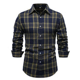 Casual Plaid Long Sleeve Men&