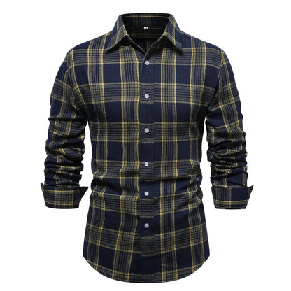 Casual Plaid Long Sleeve Men&