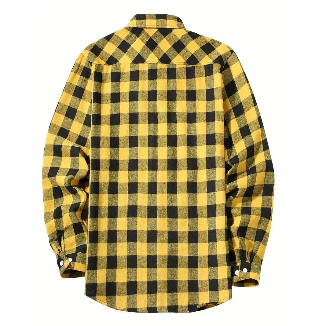 Mens Shirts Single Breaste Classic Plaid Smart Casual Flannel Shirt Long Sleeved Chest Two Pockets Design Spring Autumn Men Tops ShedPoundsPortal