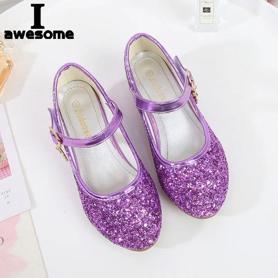 Girls Purple High Heels For Kids Princess RED Leather Shoe Footwear Ch