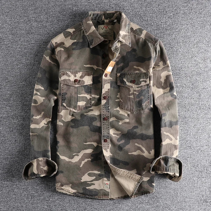 Male Single Breasted Shirts Turn Down Collar Long Sleeve Cardigan Men Shirt Loose Button Safari Style Slight Strech Print ShedPoundsPortal
