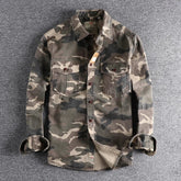 Male Single Breasted Shirts Turn Down Collar Long Sleeve Cardigan Men Shirt Loose Button Safari Style Slight Strech Print ShedPoundsPortal