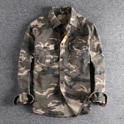 Male Single Breasted Shirts Turn Down Collar Long Sleeve Cardigan Men Shirt Loose Button Safari Style Slight Strech Print ShedPoundsPortal