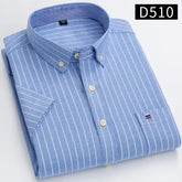 Cotton Fabric Breathable Men Oxford Short Sleeve Summer Plaid Striped Male Shirt Business Regular Fit Oversized Clothes ShedPoundsPortal