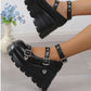 DoraTasia Retro Mary Jane Punk Heels – Studded Black Lolita Party Shoe