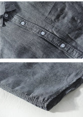 Mens Cotton Linen Shirt Breathable Casual Solid Colors Loose Turn-down Collar Long Sleeve Button Down Blouse Tops Shirts For Man ShedPoundsPortal