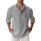 Streetwear Men Lightweight Shirts Long Sleeve Henley Cotton Linen Shirts for Men Beach Hawaiian Shirts Breathable Collar Tshirts ShedPoundsPortal