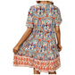 Fashionable Loose Fit Short Skirt Summer New V Neck Boho Ethnic Print Casual Dress Womens Sports Conservative Midi Dresses