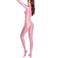 Sexy Women Zipper Full Body Jumpsuit Oil Glossy Sheer Solid Color Tights Bodysuits Long Sleeve Catsuits Smooth Swimsuits Rompers ShedPoundsPortal