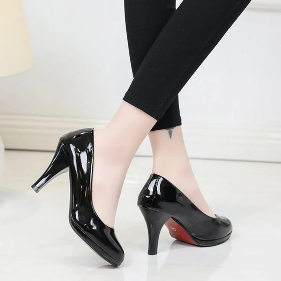 High Heels Shoes Women White Wedding Shoes Thick High Heels Fashion Party Pumps Footwear Black Red Big Size 34-42