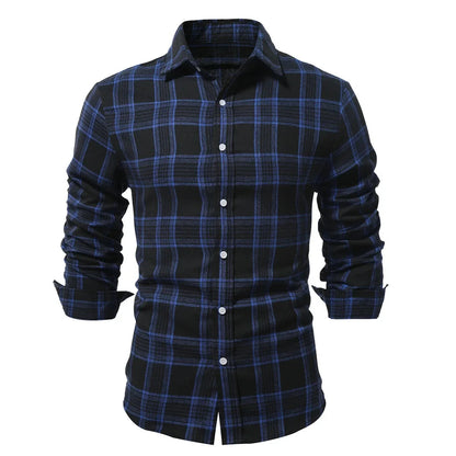Casual Plaid Long Sleeve Men&