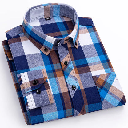 plus size 8XL100%cotton sanding long-sleeve shirts for men slim fit casual plain shirt soft palid tops designer elegant clothes