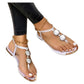 Summer Sandals Women Fashion Casual Beach Outdoor Flip Flop Sandals Metal Decoration Ladies Flat Roman Shoes Plus Size Sandals