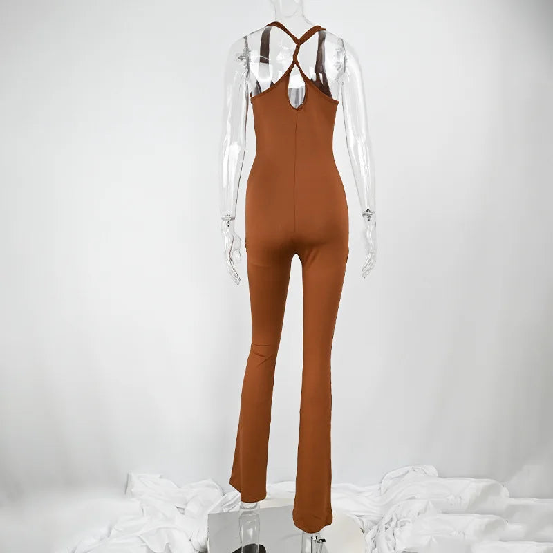 Sexy Jumpsuits Women Summer New Hollow Out Sleeveless Solid Bodycon Rompers Backless Fashion Casual Streetwear Sporty Overall ShedPoundsPortal