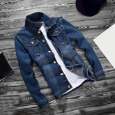 Men Jeans Jacket  Stylish Pure Color Slim Fit Jeans Jacket  Vintage Men Denim Jacket ShedPoundsPortal