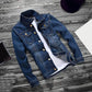 Men Jeans Jacket  Stylish Pure Color Slim Fit Jeans Jacket  Vintage Men Denim Jacket ShedPoundsPortal