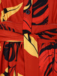 Elegant lapel print single breasted Waist tie long sleeved dress for spring and autumn women&