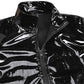 Men Wet Look Patent Leather Coat Long Sleeve Front-Zip Shiny Metallic Tops Fashion Man&