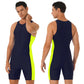 Mens Swimwear One-piece Wetsuit Swimming Bathing Suit Round Neck Sleeveless Side Shorts Bodysuit Triathlon Front Zipper Swimsuit ShedPoundsPortal
