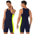 Men One-piece Swimwear Swimming Jumpsuit Patchwork Side Shorts Bodysuit Triathlon Wetsuit for Beach Pool Swimming Bathing Suit ShedPoundsPortal