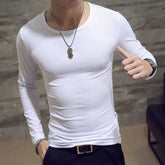 1pcs Spring Autumn Men Long Sleeve T Shirt Mens Thin Solid Casual T-shirts Classic Clothes Men&