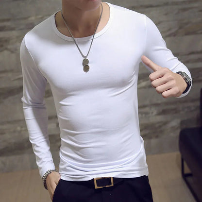1pcs Spring Autumn Men Long Sleeve T Shirt Mens Thin Solid Casual T-shirts Classic Clothes Men&