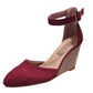 Fashion Women High Heel Sandals Closed Toe Solid Suede Pointed Wedge Heel Shoes Thick Bottom Buckle Sandals Female Footwear