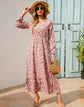 Women Eid Muslim Dresses Tight Waist O Neck Ruffles Spliced Casual Vestidos Flowers Dress Dubai Kaftan Islam Morocco Arab ShedPoundsPortal