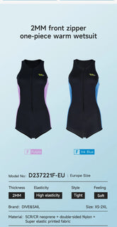 2MM Neoprene Sleeveless Wetsuit Women Swimming Wetsuit with Front Zip One-piece Bathing Surfing Diving Suit for Swim Water Sport ShedPoundsPortal