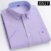 Cotton Fabric Breathable Men Oxford Short Sleeve Summer Plaid Striped Male Shirt Business Regular Fit Oversized Clothes ShedPoundsPortal